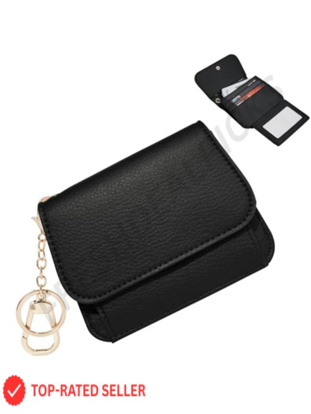 Mini RFID Blocking Slim Wallet Women Tri-Fold Card Holder with Coin Pocket